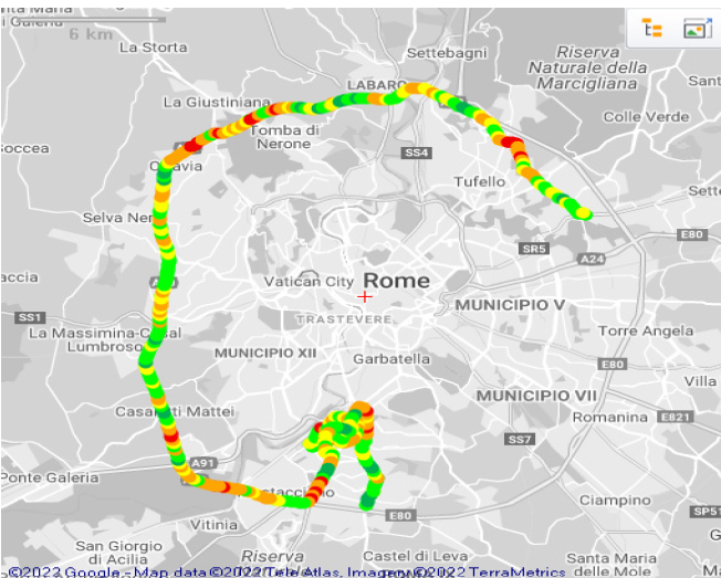 Drive test route visualization and mapping interface
